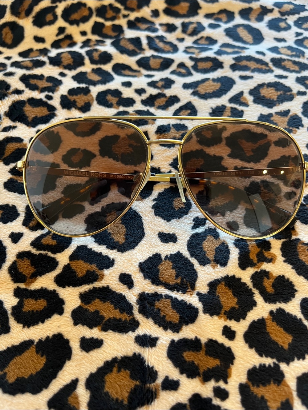 Michael Kors Rodinara Gold Frame Aviator Sunglasses with Brown Lenses